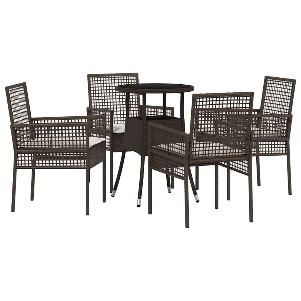 Garten Essgruppe 5 stk. Braun Poly-Rattan
