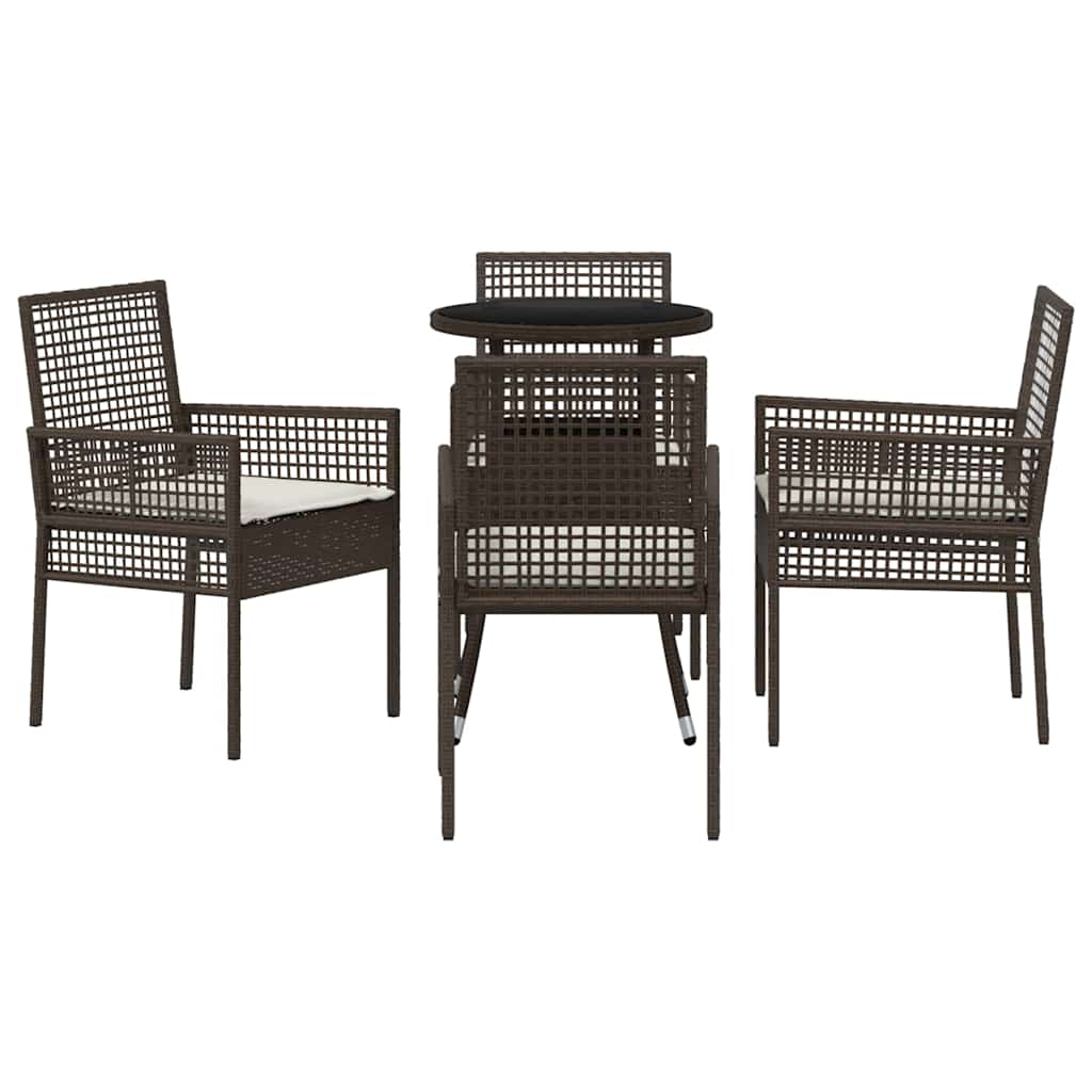 Garten Essgruppe 5 stk. Braun Poly-Rattan