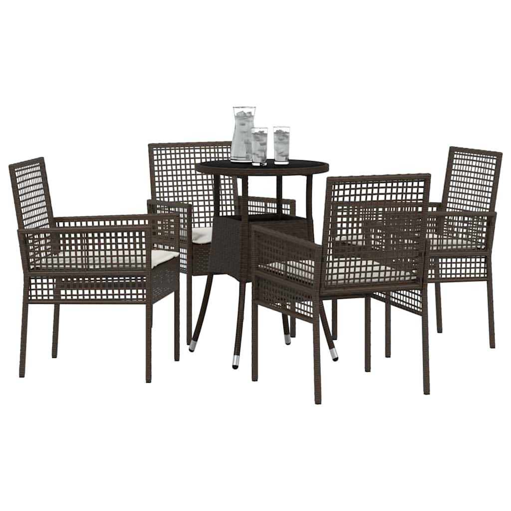 Garten Essgruppe 5 stk. Braun Poly-Rattan