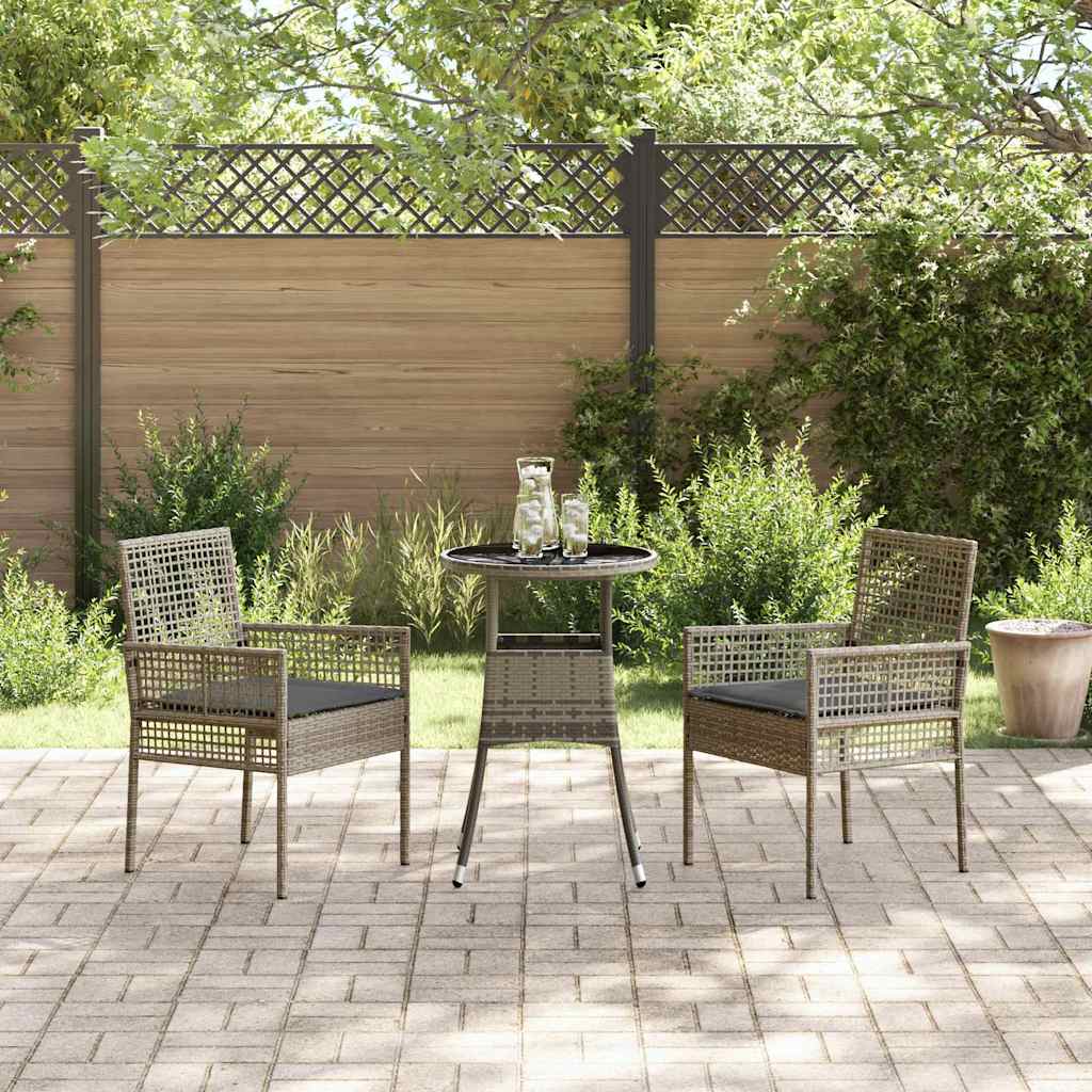 Garten Essgruppe 3 stk. Grau Poly-Rattan