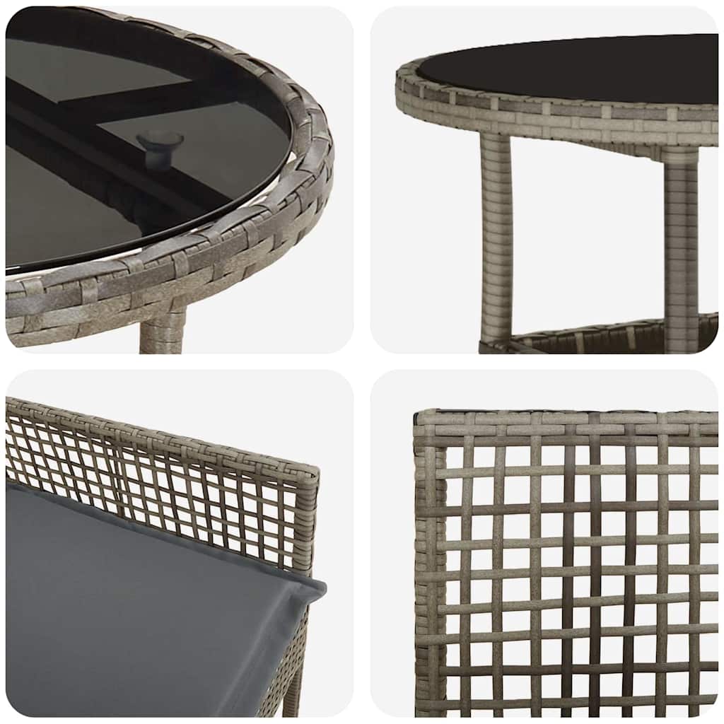 Garten Essgruppe 5 stk. Grau Poly-Rattan