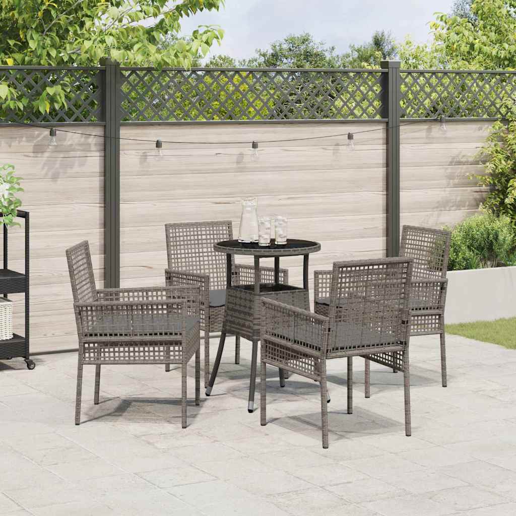 Garten Essgruppe 5 stk. Grau Poly-Rattan