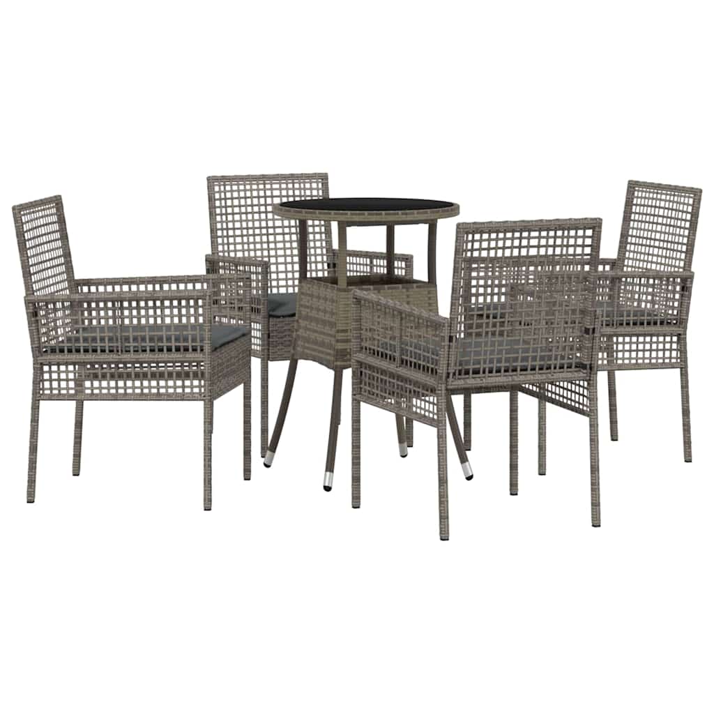 Garten Essgruppe 5 stk. Grau Poly-Rattan