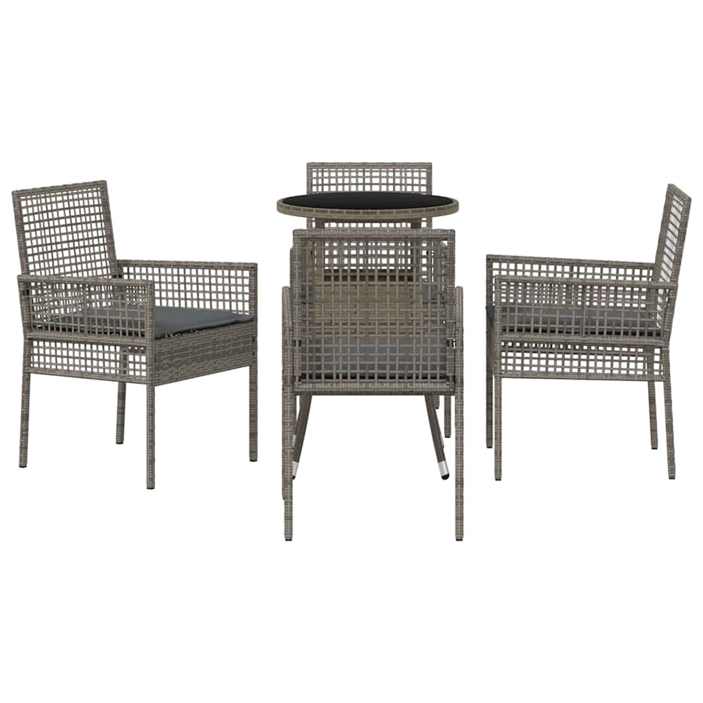 Garten Essgruppe 5 stk. Grau Poly-Rattan
