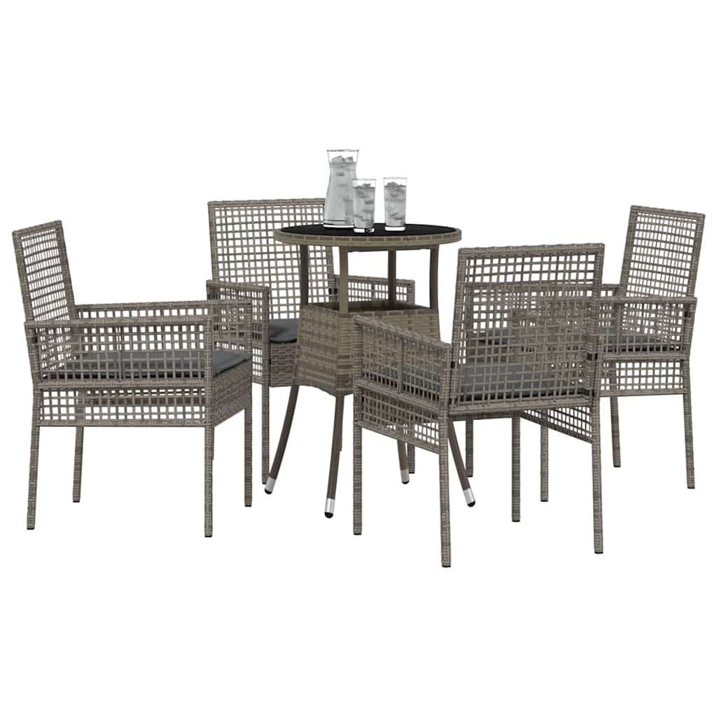 Garten Essgruppe 5 stk. Grau Poly-Rattan