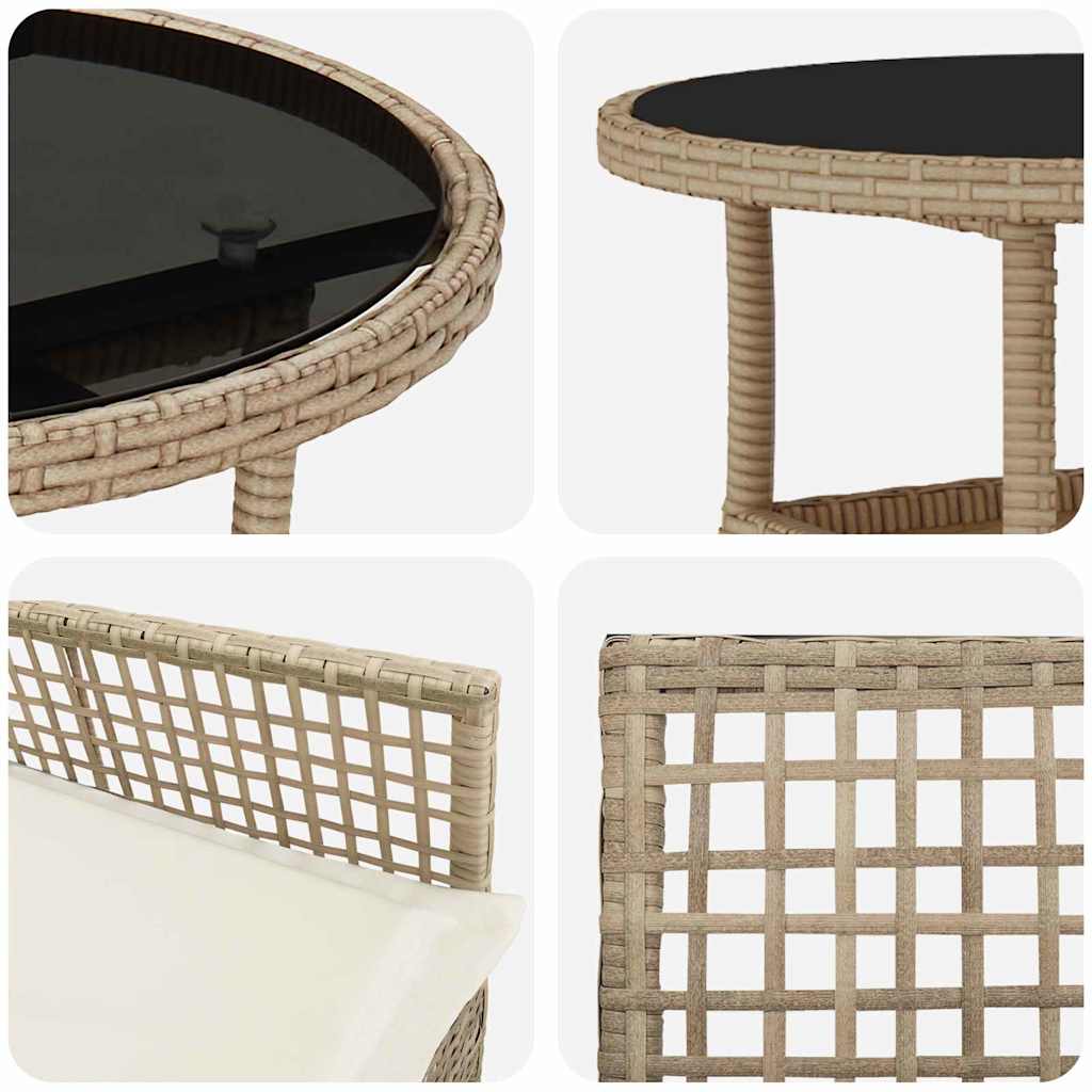 Garten Essgruppe 3 stk. Beige Poly-Rattan