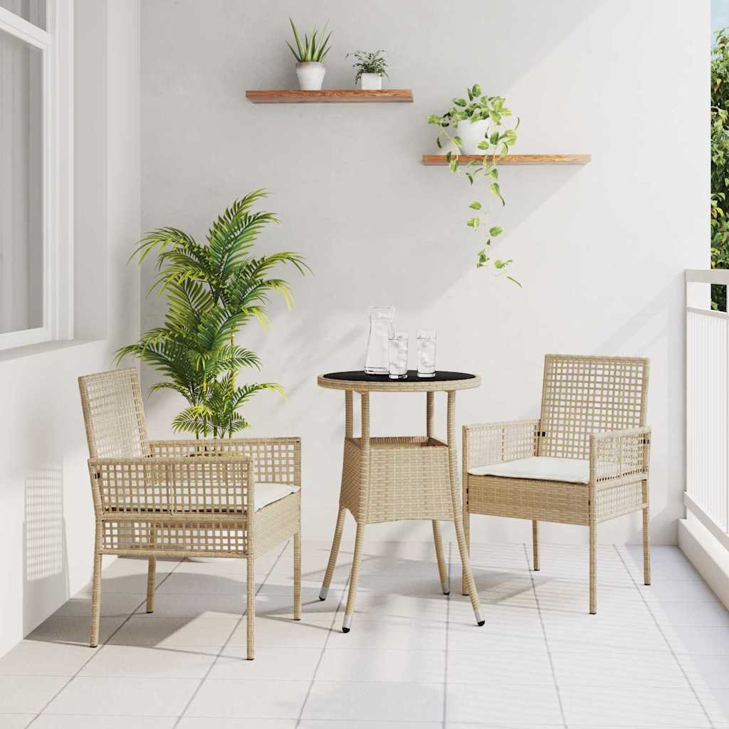 Garten Essgruppe 3 stk. Beige Poly-Rattan