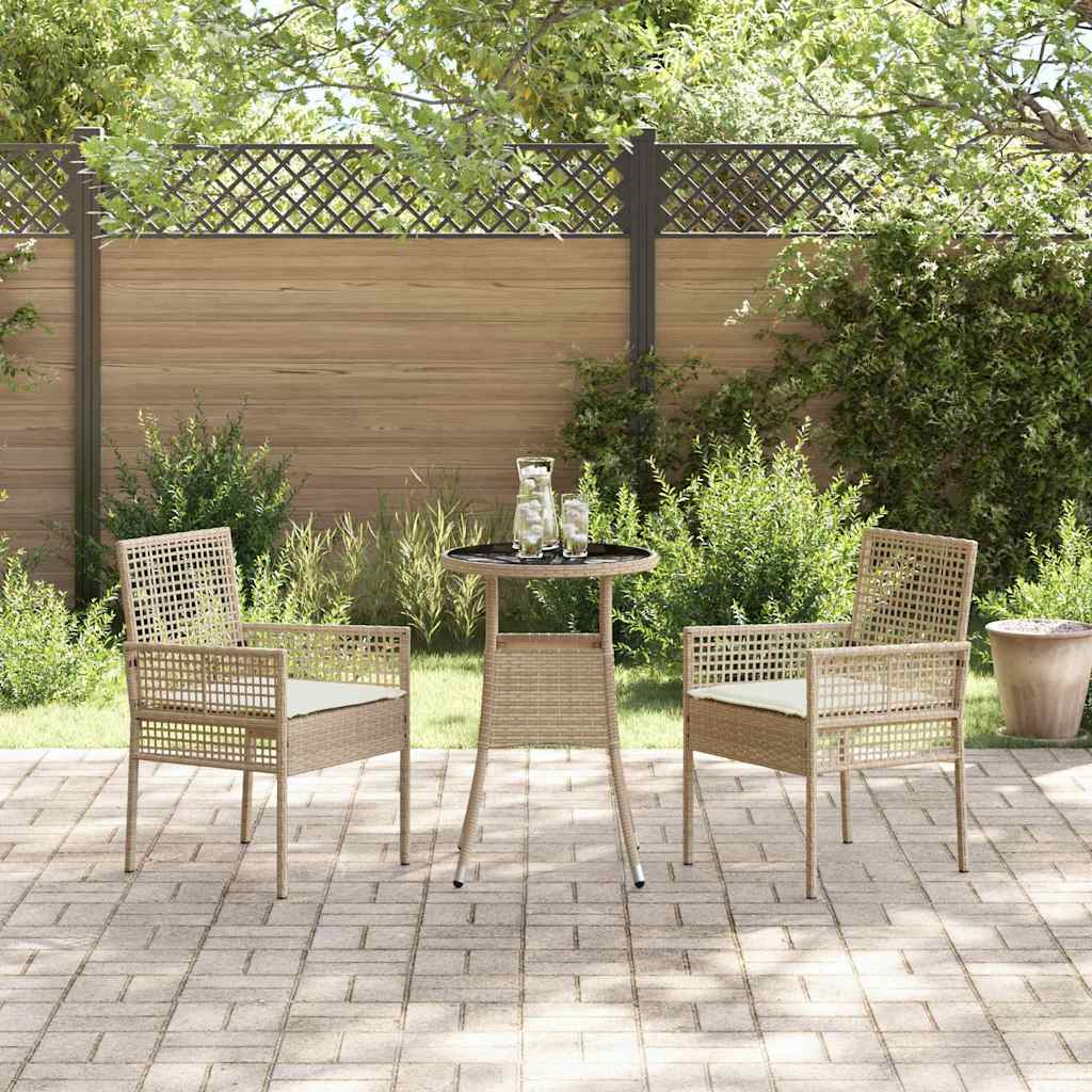 Garten Essgruppe 3 stk. Beige Poly-Rattan