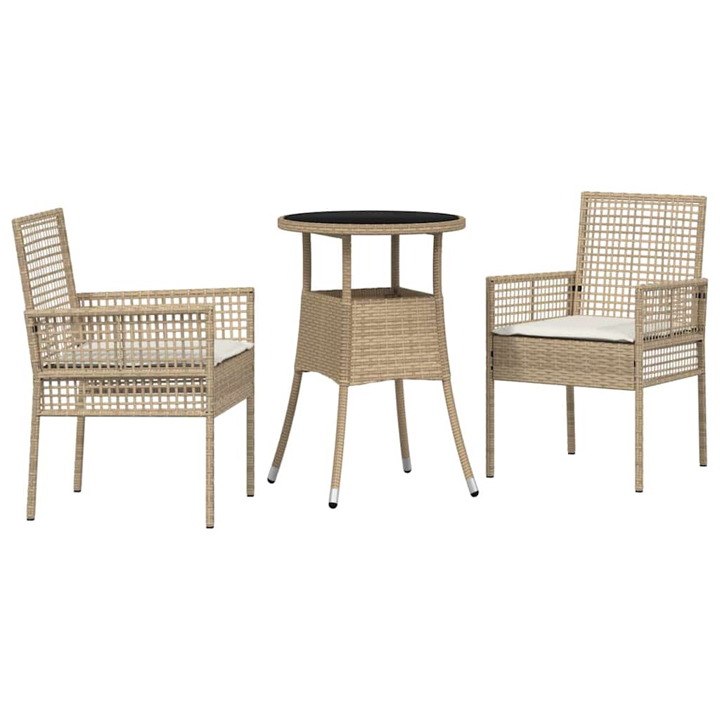 Garten Essgruppe 3 stk. Beige Poly-Rattan