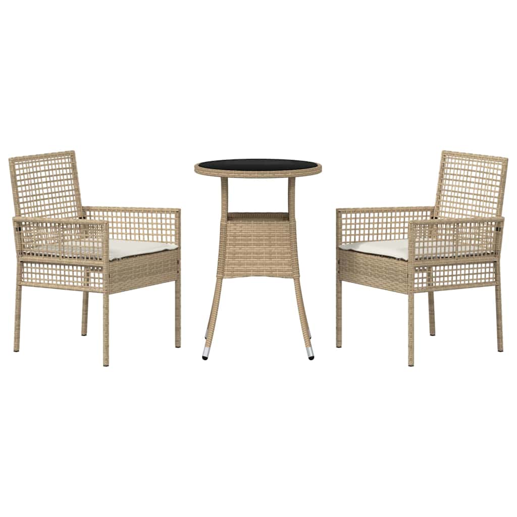 Garten Essgruppe 3 stk. Beige Poly-Rattan