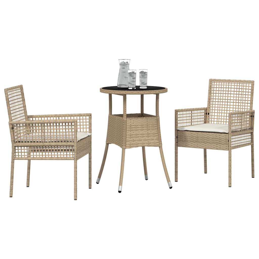 Garten Essgruppe 3 stk. Beige Poly-Rattan