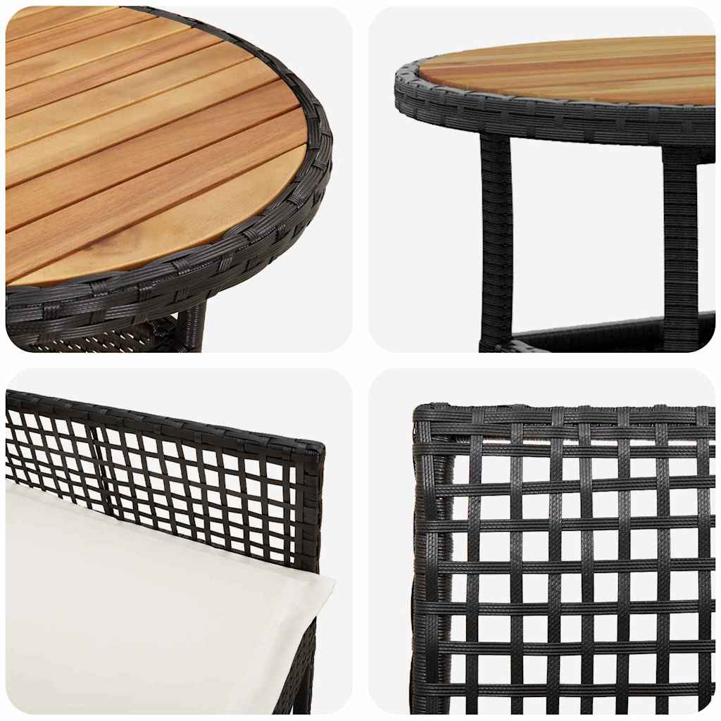 Garten Essgruppe 5 stk. Schwarz Poly-Rattan