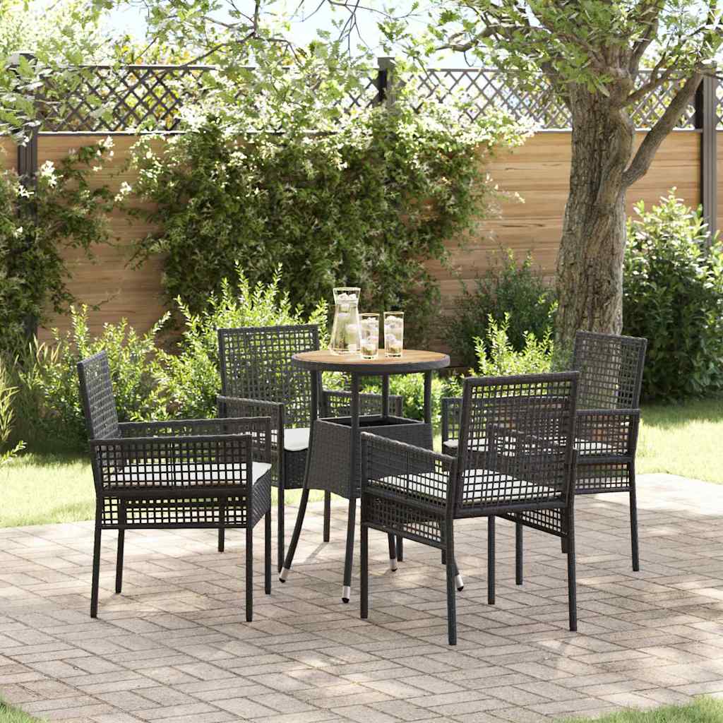 Garten Essgruppe 5 stk. Schwarz Poly-Rattan