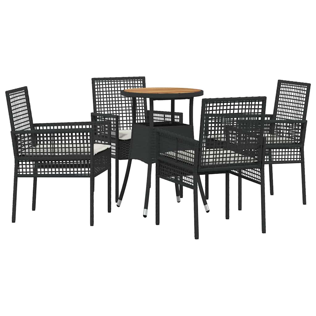Garten Essgruppe 5 stk. Schwarz Poly-Rattan