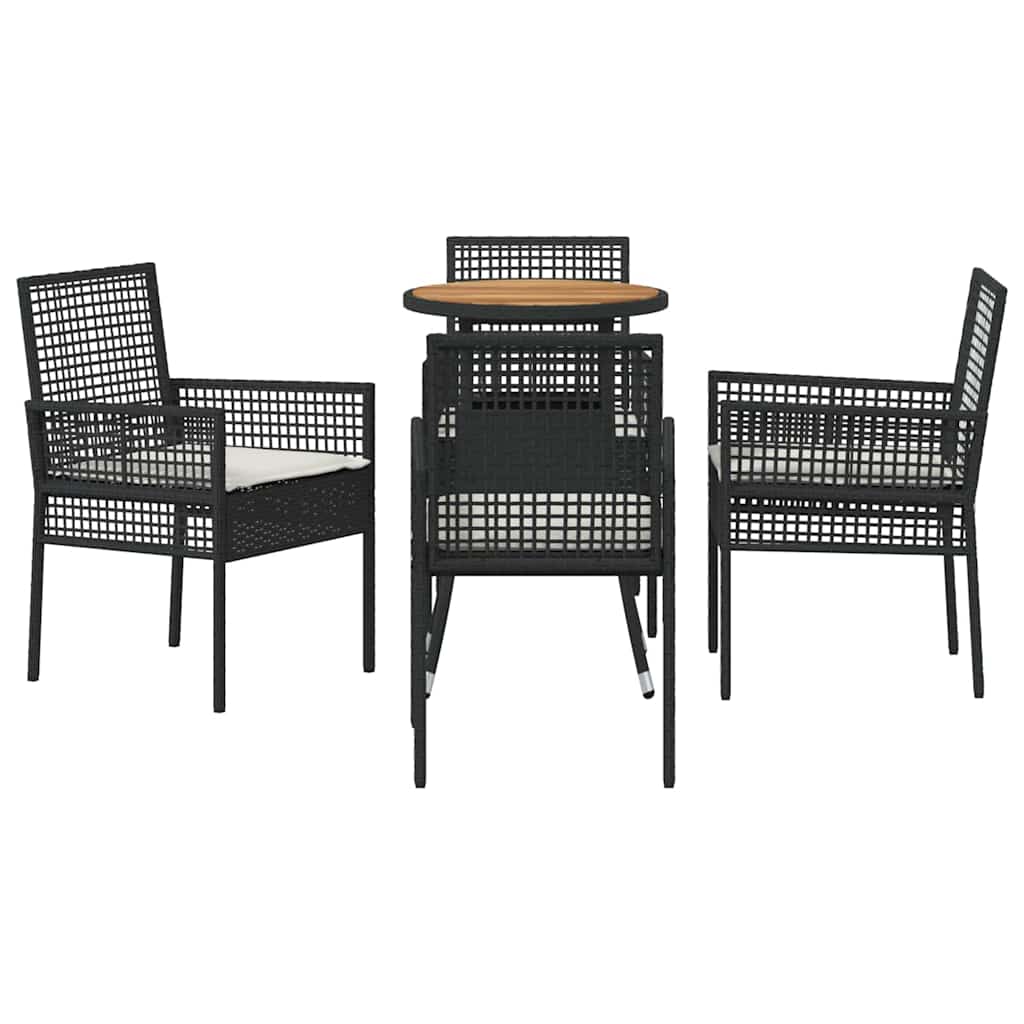 Garten Essgruppe 5 stk. Schwarz Poly-Rattan