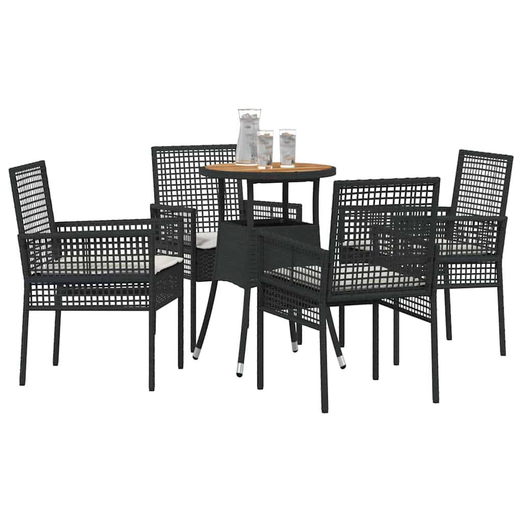 Garten Essgruppe 5 stk. Schwarz Poly-Rattan