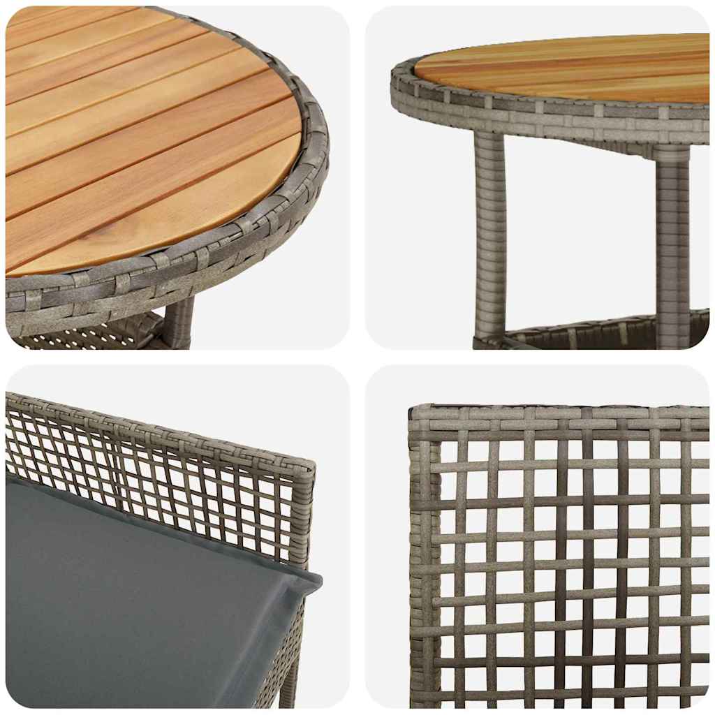 Garten Essgruppe 5 stk. Grau Poly-Rattan
