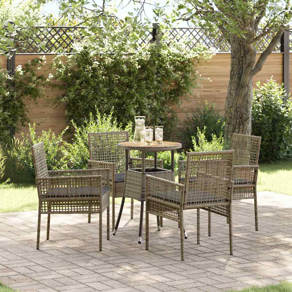 Garten Essgruppe 5 stk. Grau Poly-Rattan