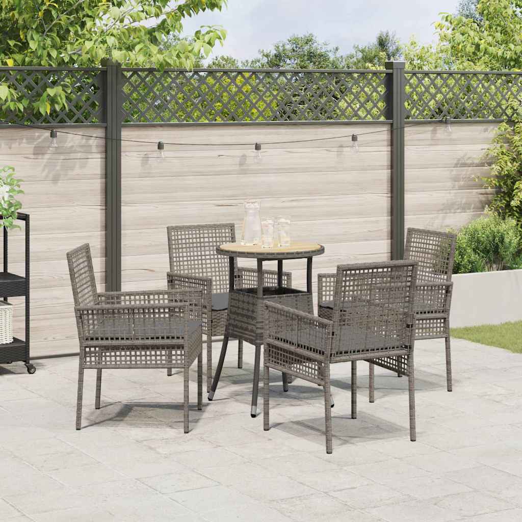 Garten Essgruppe 5 stk. Grau Poly-Rattan
