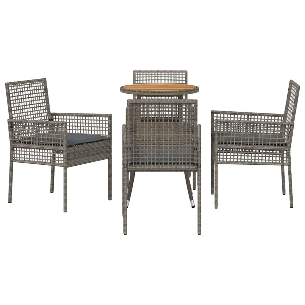 Garten Essgruppe 5 stk. Grau Poly-Rattan