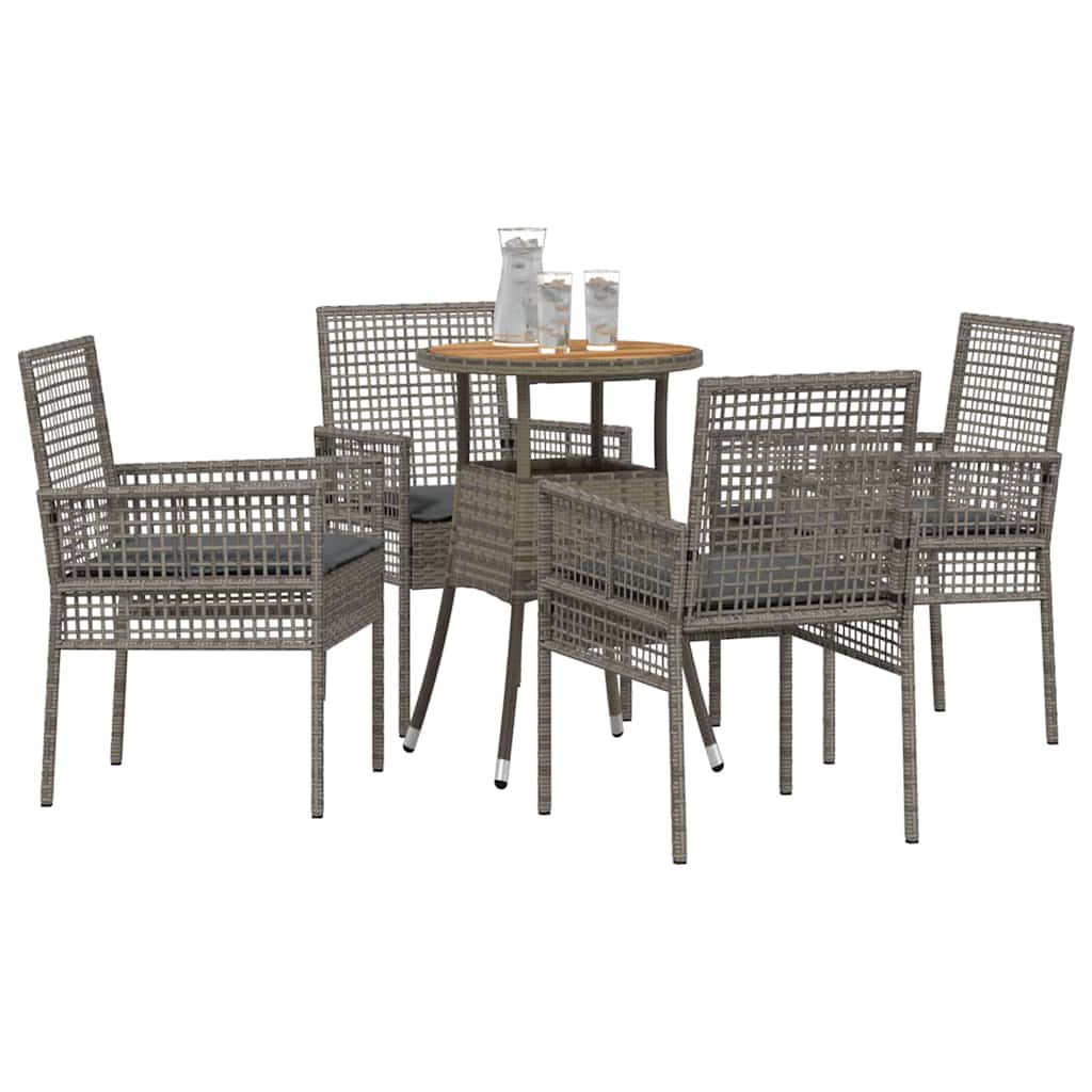 Garten Essgruppe 5 stk. Grau Poly-Rattan