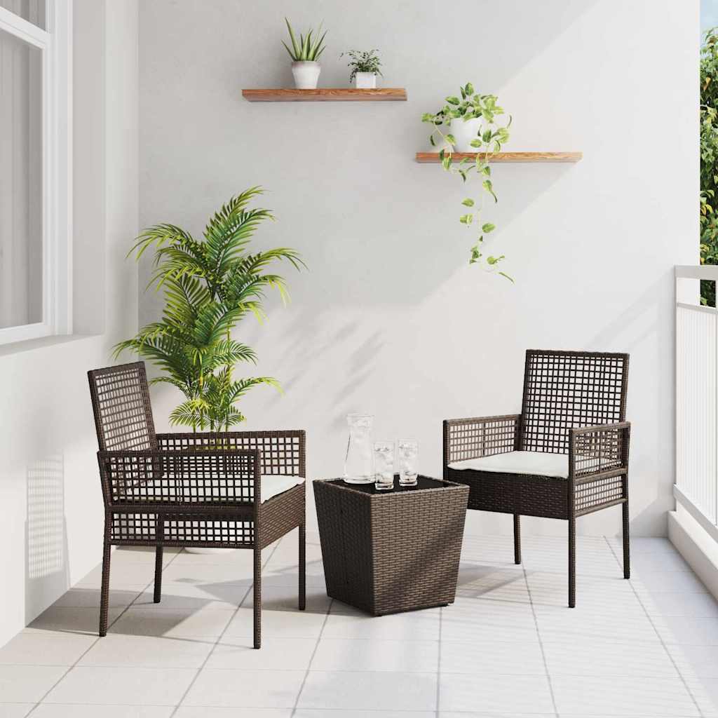 Garten Bistro Set 3 stk. Braun Poly-Rattan