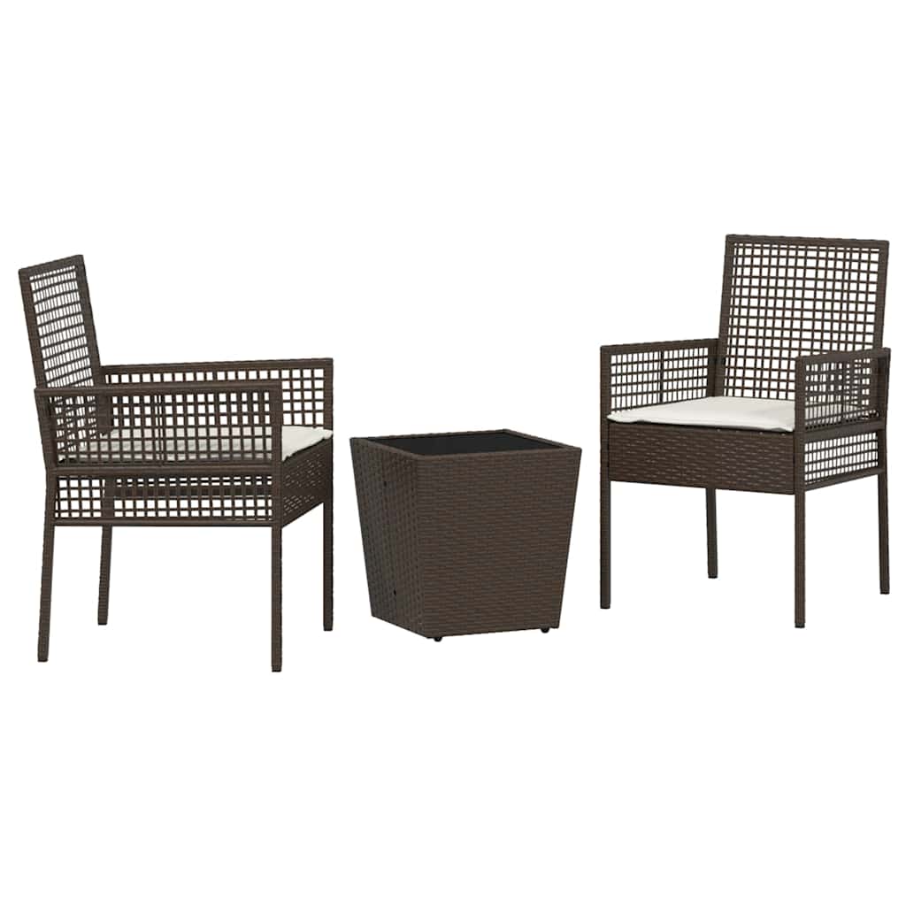 Garten Bistro Set 3 stk. Braun Poly-Rattan