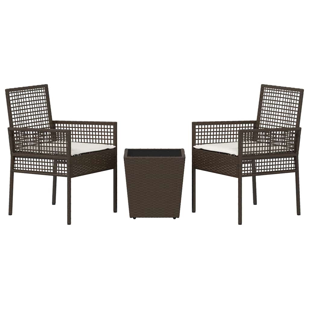 Garten Bistro Set 3 stk. Braun Poly-Rattan