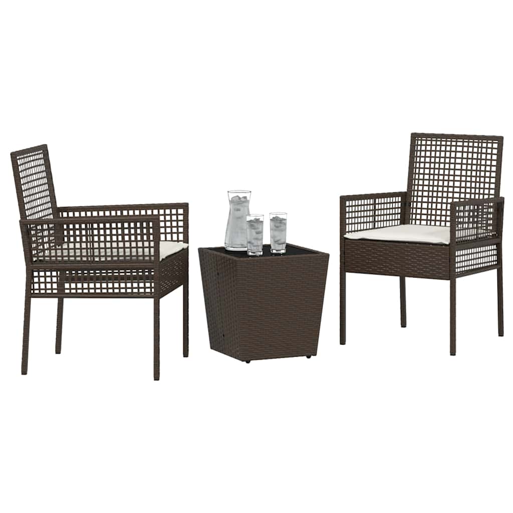 Garten Bistro Set 3 stk. Braun Poly-Rattan