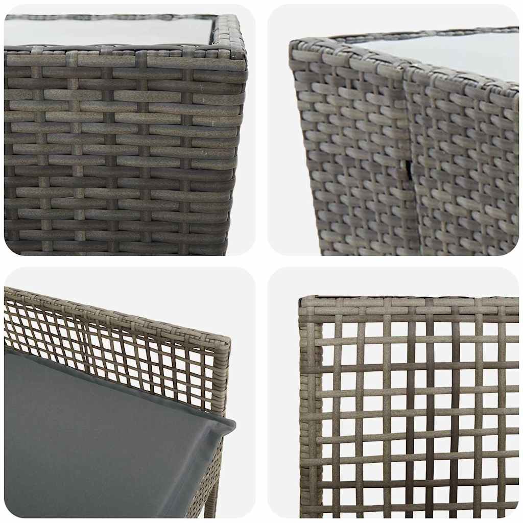 Garten Bistro Set 3 stk. Grau Poly-Rattan