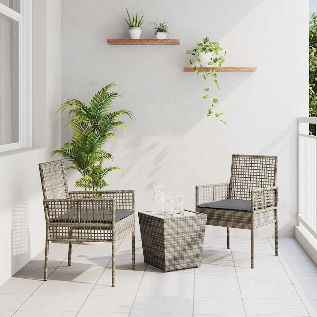 Garten Bistro Set 3 stk. Grau Poly-Rattan