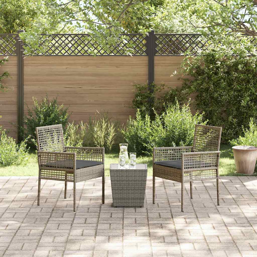 Garten Bistro Set 3 stk. Grau Poly-Rattan