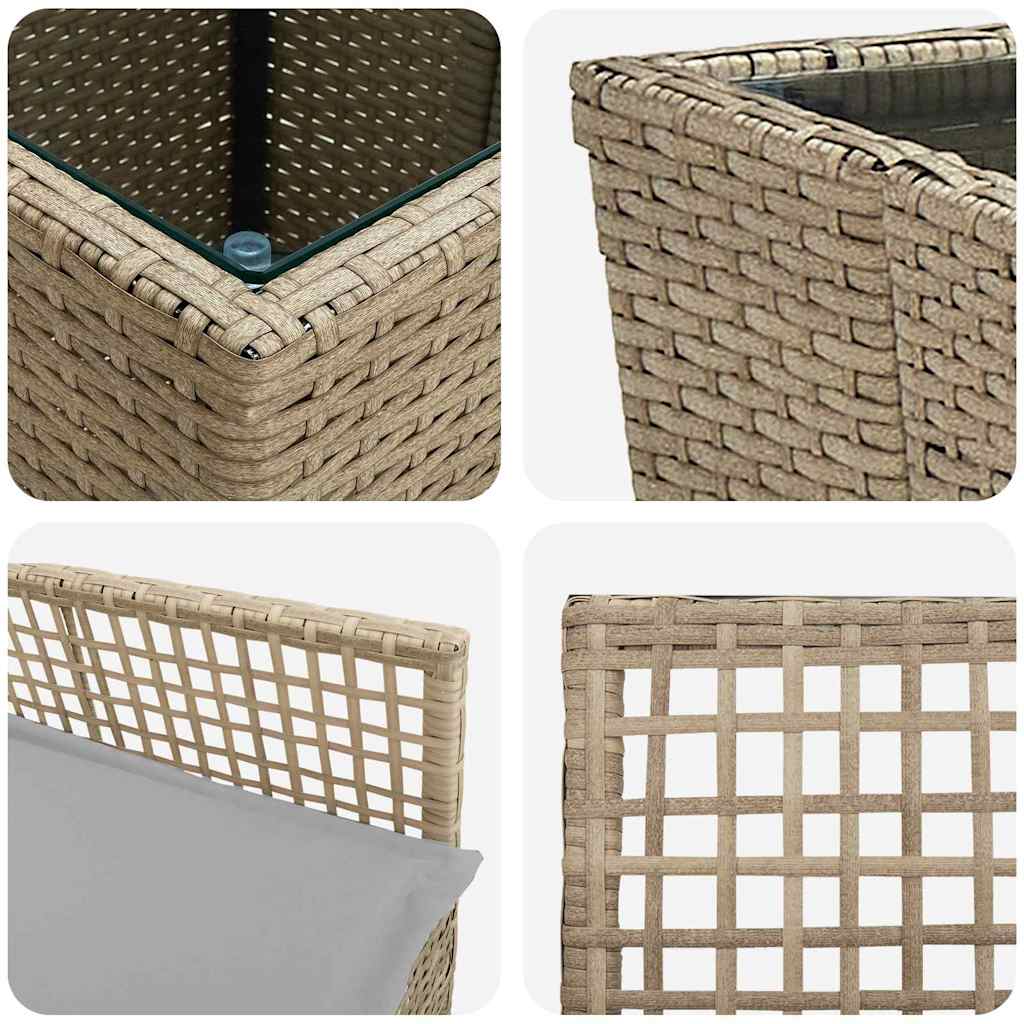 Garten Bistro Set 3 stk. Beige Poly-Rattan