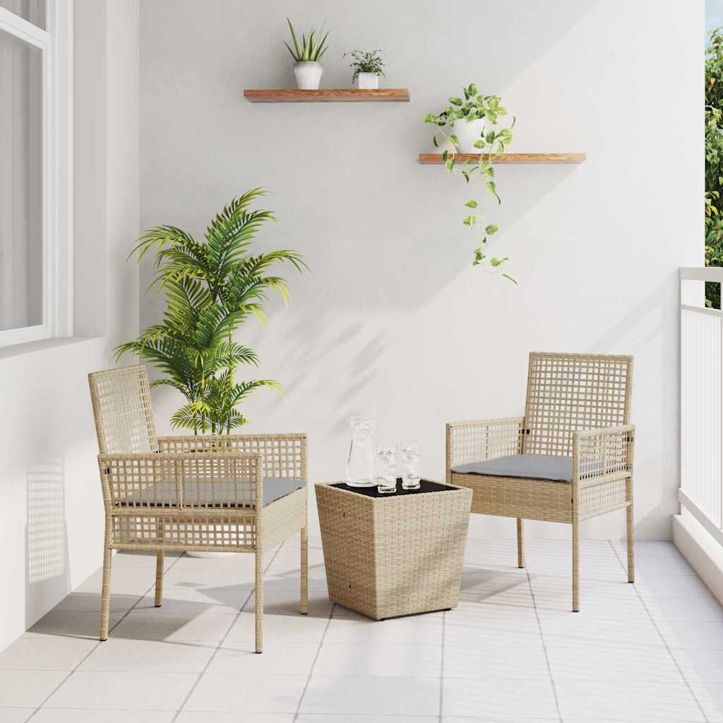 Garten Bistro Set 3 stk. Beige Poly-Rattan