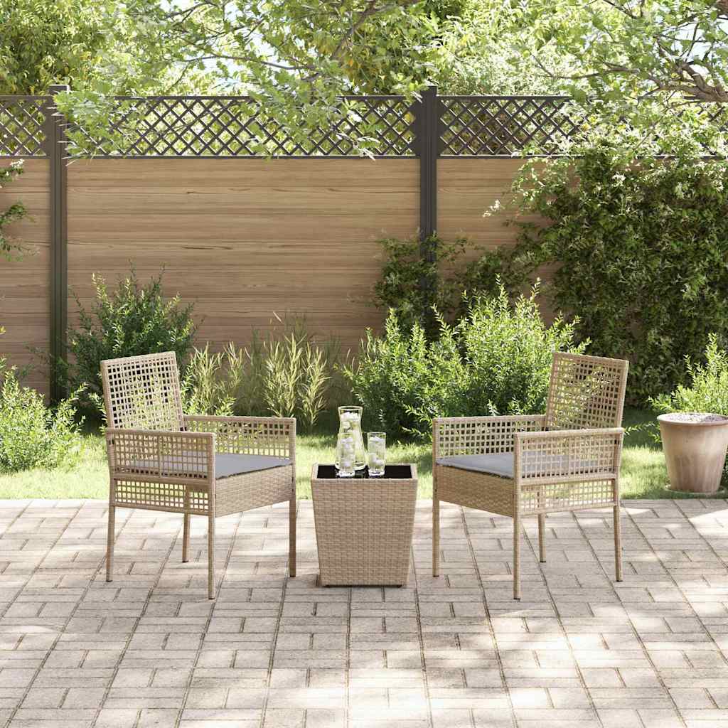 Garten Bistro Set 3 stk. Beige Poly-Rattan