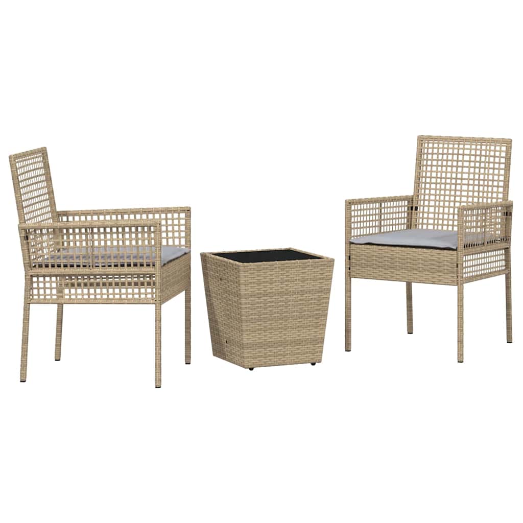 Garten Bistro Set 3 stk. Beige Poly-Rattan