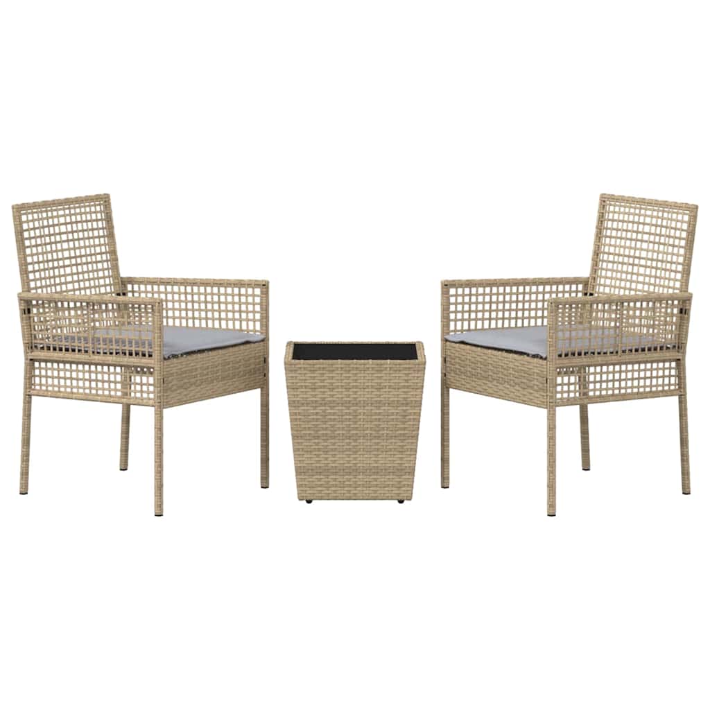 Garten Bistro Set 3 stk. Beige Poly-Rattan