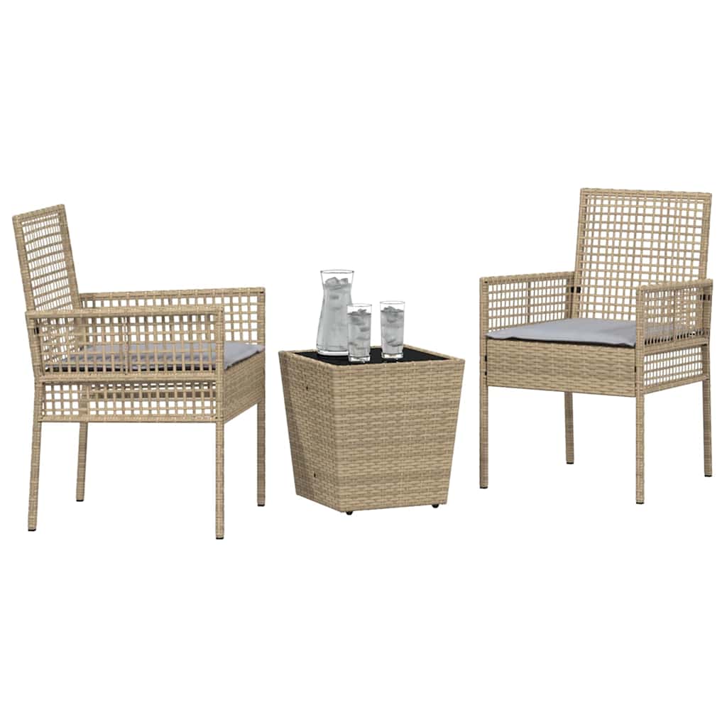 Garten Bistro Set 3 stk. Beige Poly-Rattan