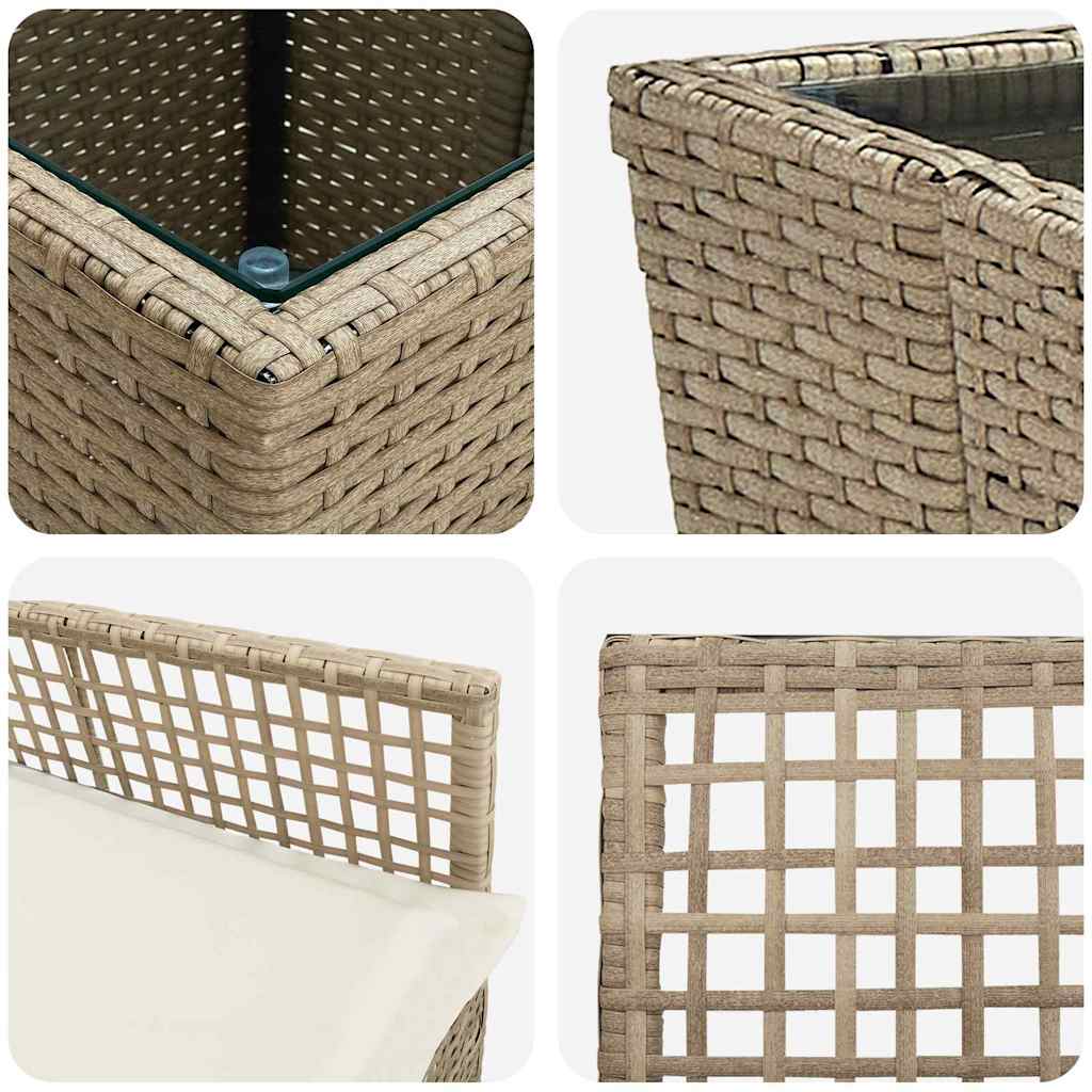 Garten Bistro Set 3 Stk. Beige Poly-Rattan