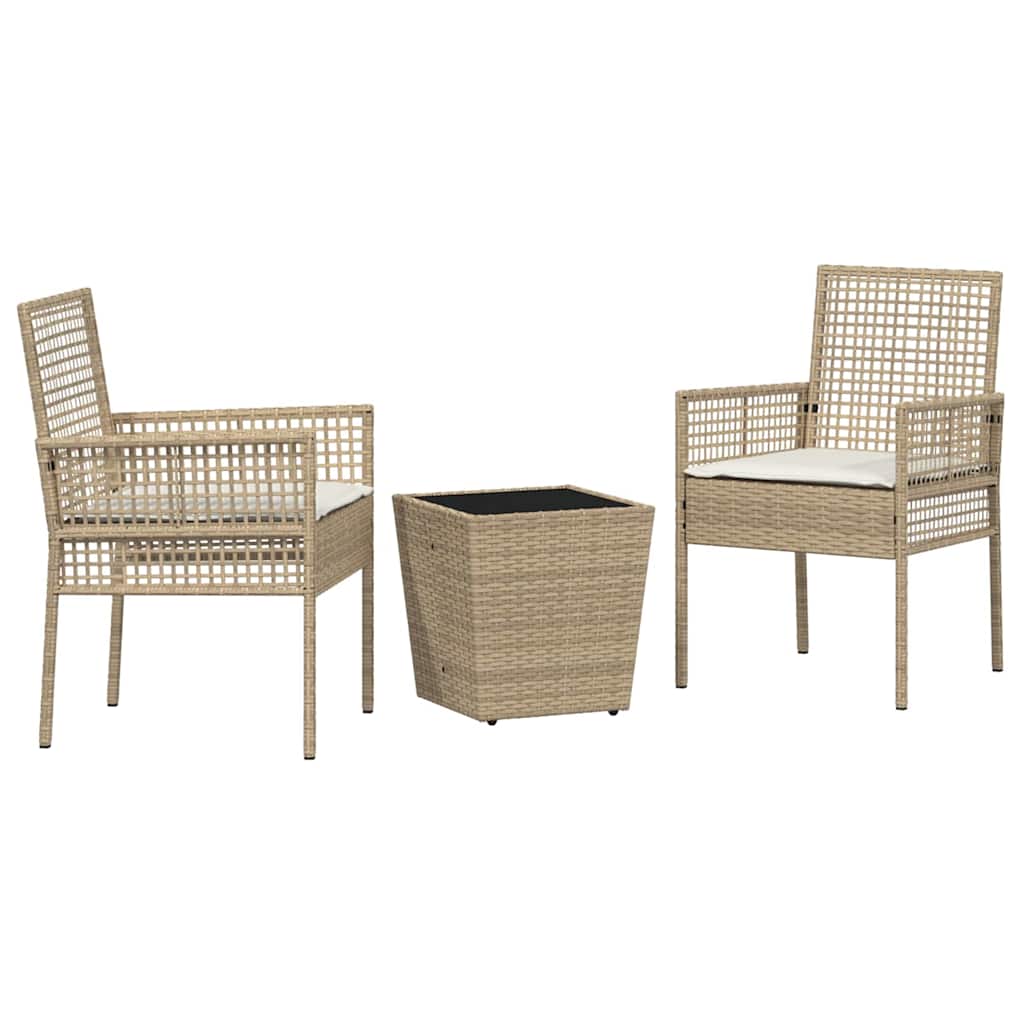 Garten Bistro Set 3 Stk. Beige Poly-Rattan