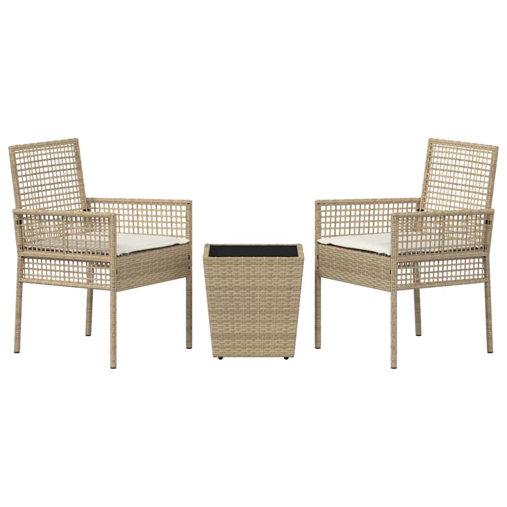 Garten Bistro Set 3 Stk. Beige Poly-Rattan