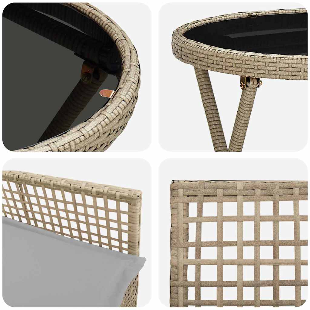 Garten Bistro Set 3 stk. Beige Poly-Rattan