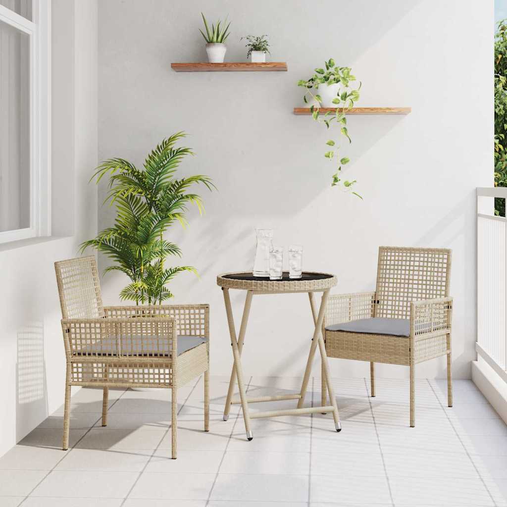 Garten Bistro Set 3 stk. Beige Poly-Rattan