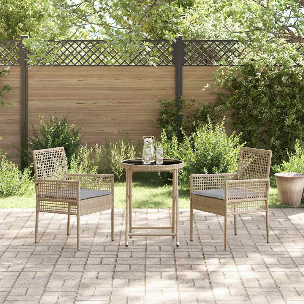 Garten Bistro Set 3 stk. Beige Poly-Rattan
