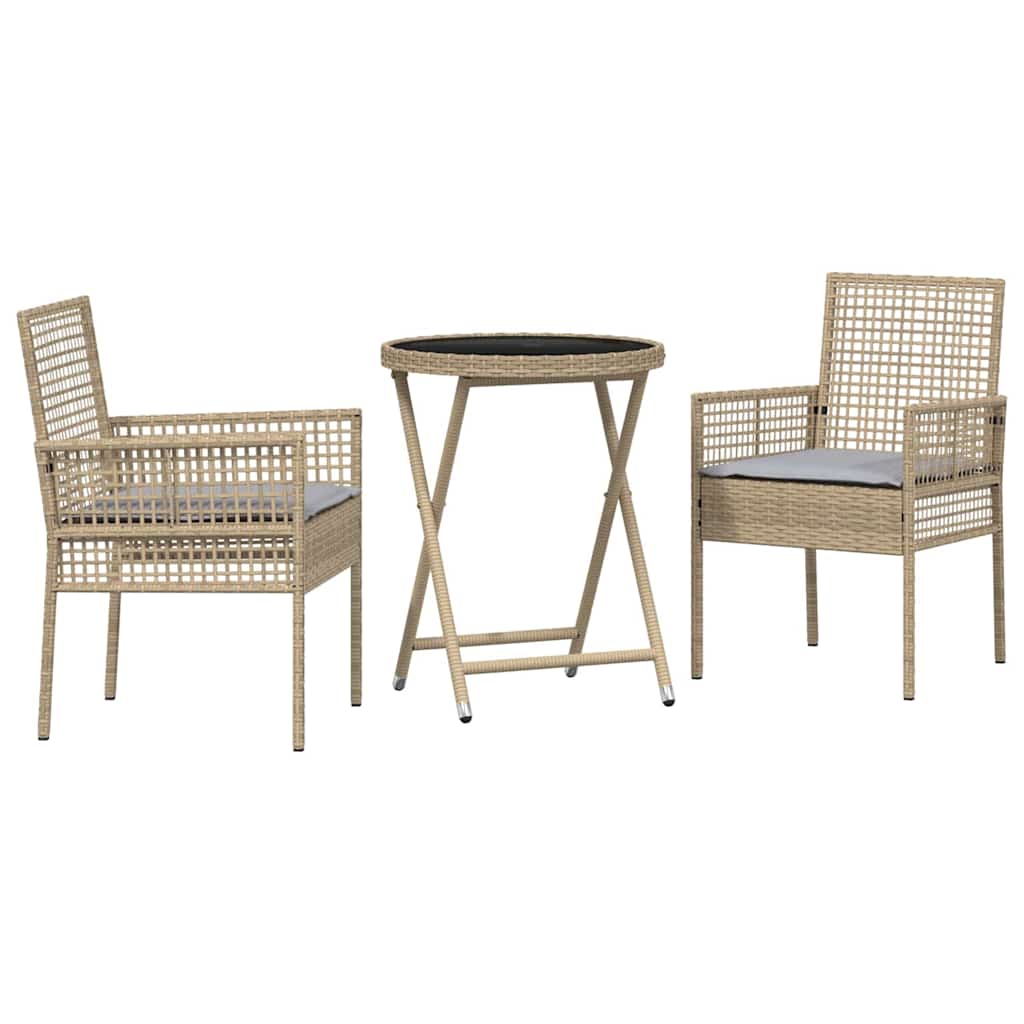 Garten Bistro Set 3 stk. Beige Poly-Rattan