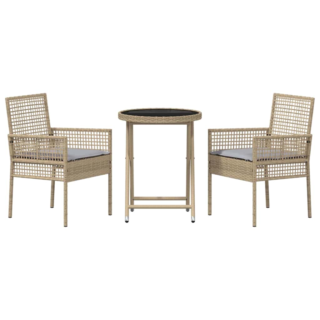 Garten Bistro Set 3 stk. Beige Poly-Rattan