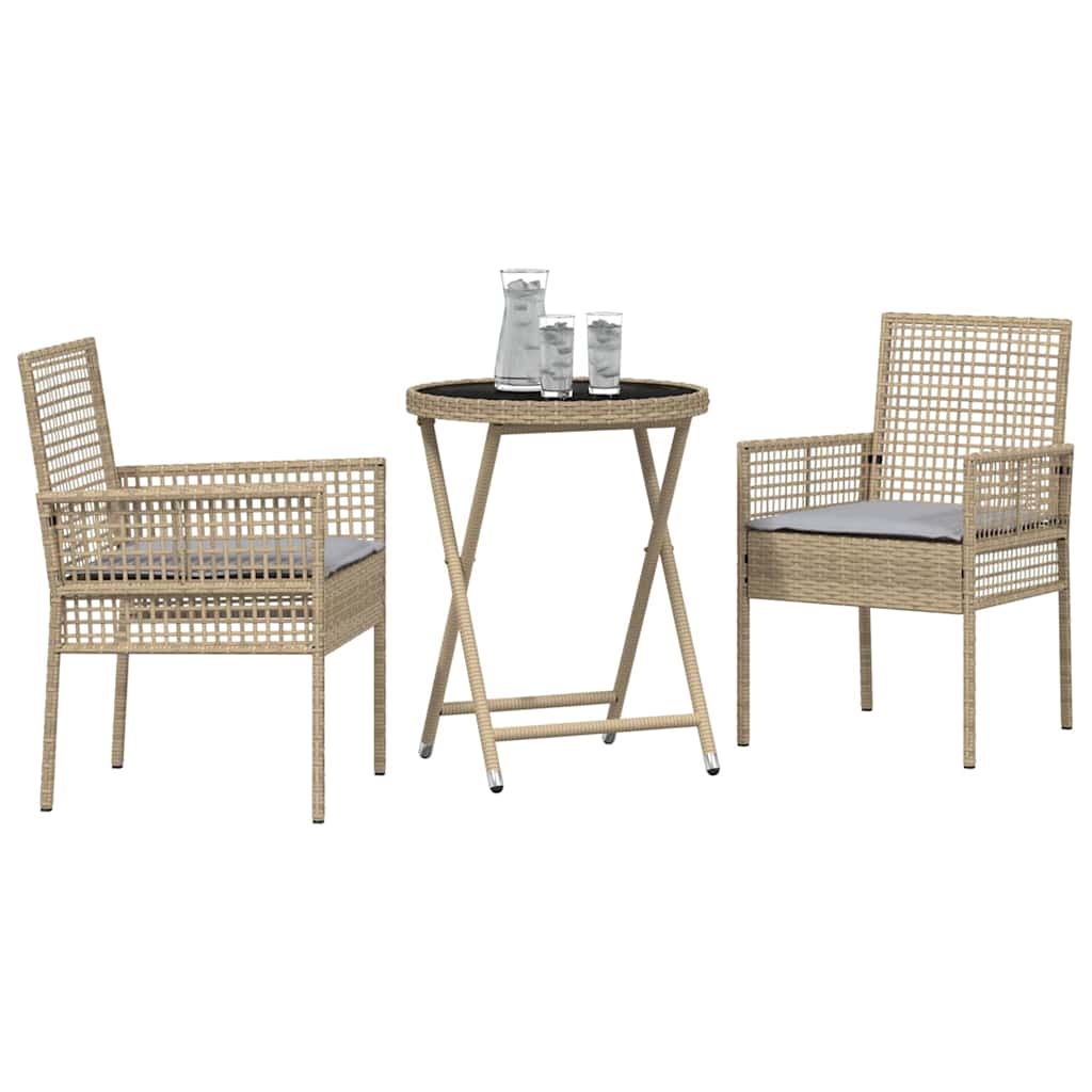 Garten Bistro Set 3 stk. Beige Poly-Rattan