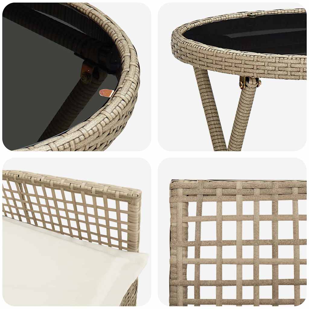 Garten Bistro Set 3 stk. Beige Poly-Rattan