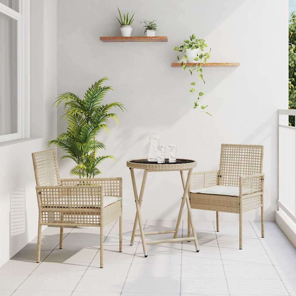 Garten Bistro Set 3 stk. Beige Poly-Rattan