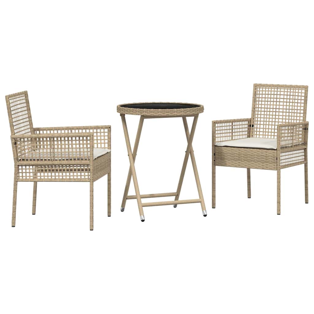 Garten Bistro Set 3 stk. Beige Poly-Rattan